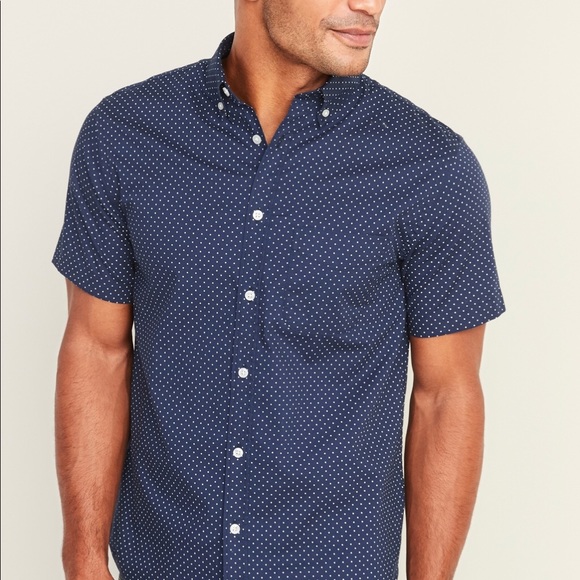Old Navy Fitted Navy Dot Button Down - Picture 2 of 8